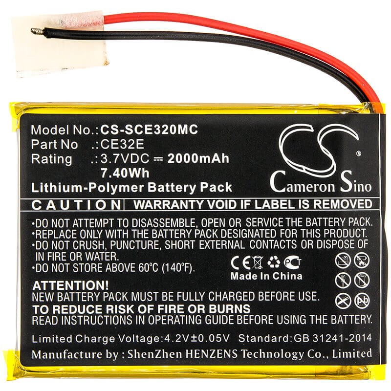 Batterie de caméra corporelle pour Safety Vision, Prima Facie, Sv-primaface32e 3.7v, 2000mah - 7.40wh caméra corporelle Cameron Sino Technology Limited