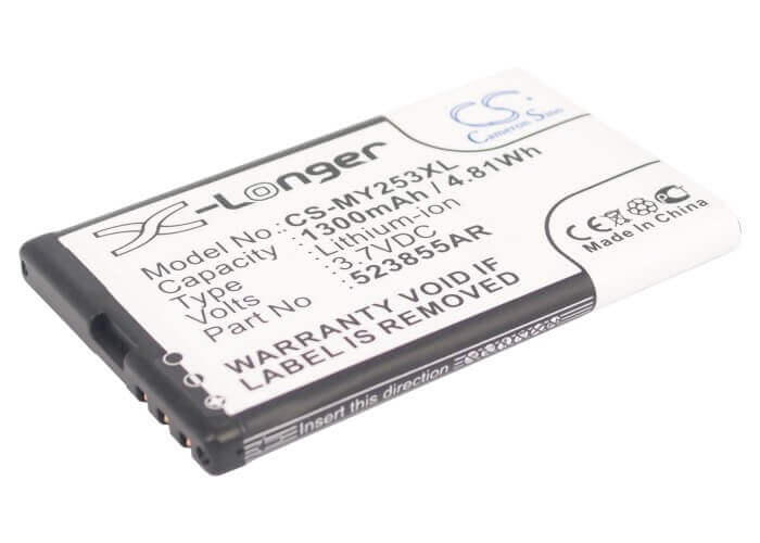 3,7V, Li-ion, 1300mAh, batterie de smartphone compatible avec Sagem, P/n 523855ar, 253491226, Alium, 4,81Wh Mobile, Smartphone Cameron Sino Technology Limited (Smartphone)