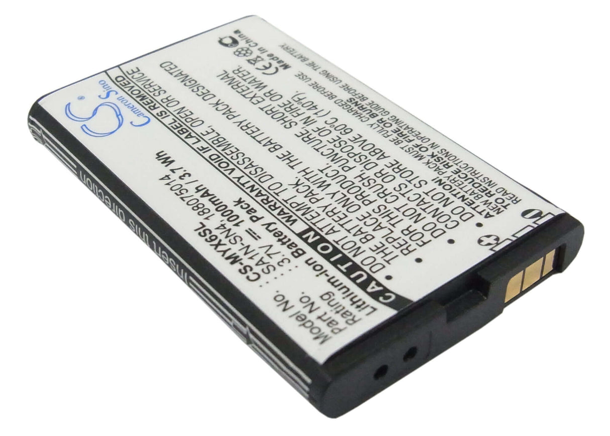 3,7V, Li-ion, 1000mAh, batterie de smartphone compatible Sagem, 188075014, Myv65, Myv-65, 3,7Wh Mobile, Smartphone Cameron Sino Technology Limited (Smartphone)