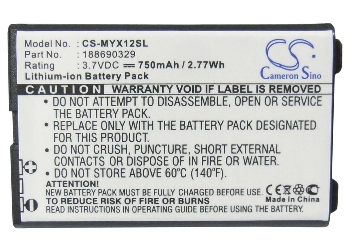3.7V, Li-ion, 750mAh, SmartPhone battery fits Sagem, 188690329, Myx1-2, Myx1-2 Trio, 2.78Wh Mobile, SmartPhone Cameron Sino Technology Limited (Suspended)