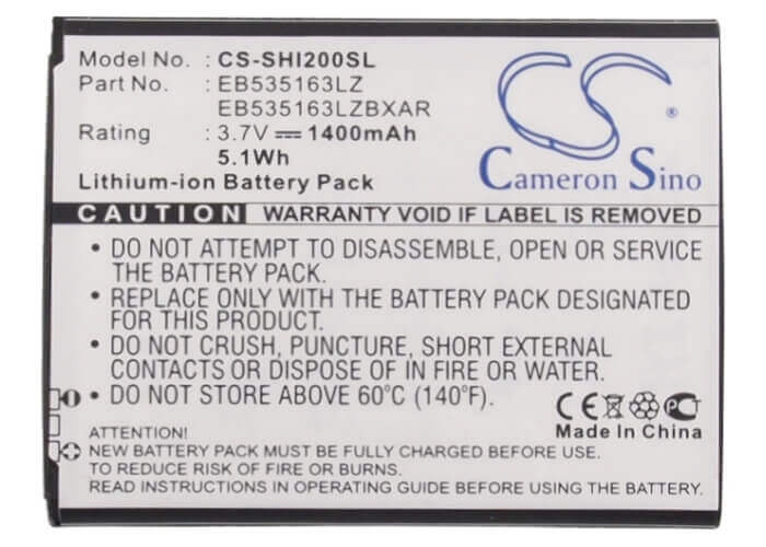 3.7V, Li-ion, 1400mAh, SmartPhone battery fits Metropcs, Samsung, Eb535163la, Admire, Admire 4g, 5.18Wh Mobile, SmartPhone Cameron Sino Technology Limited (Smartphone)