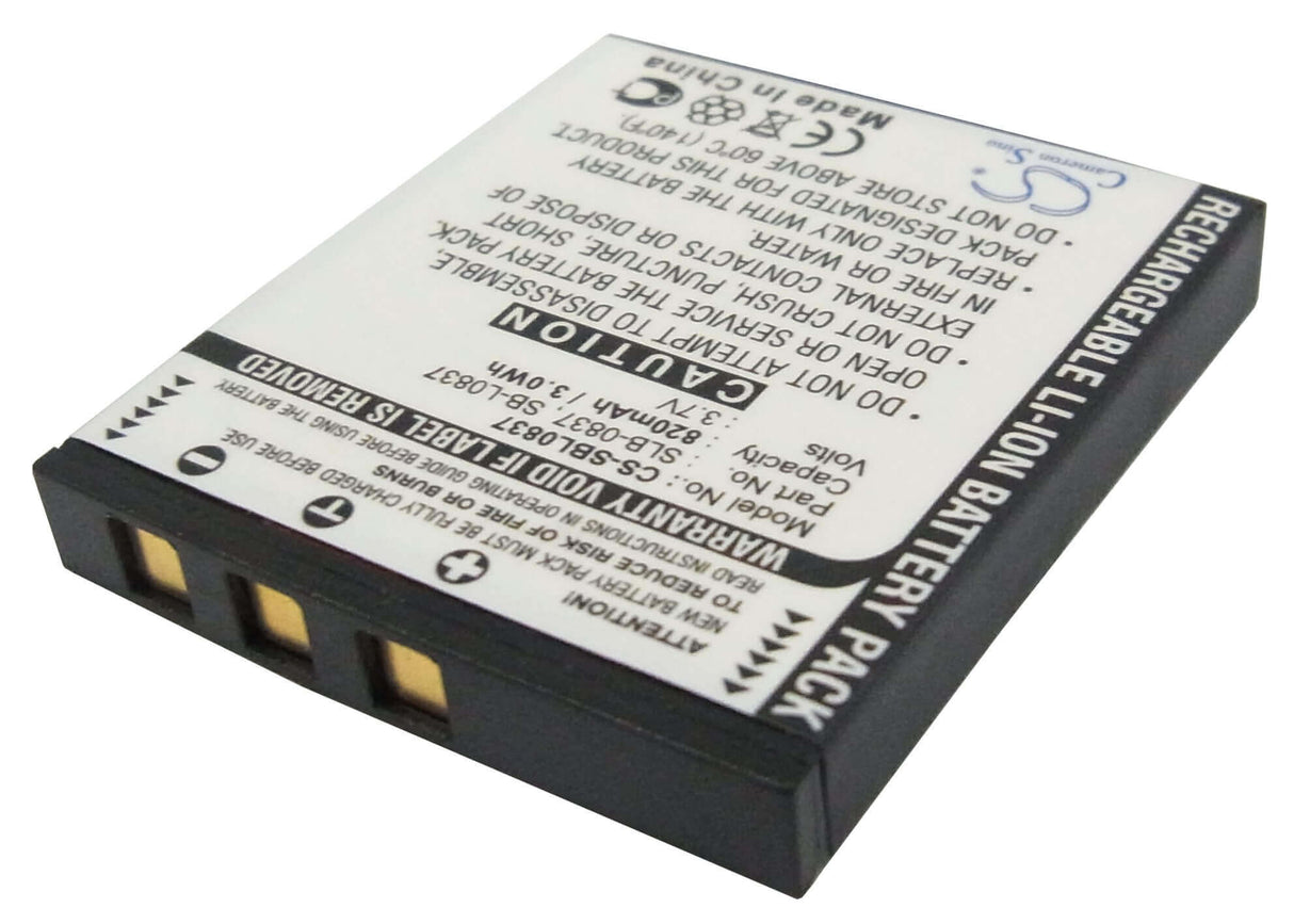 3.7V, Li-ion, 820mAh, Camera battery fits Samsung, Sb-l0837, Digimax I5, Digimax I50, 3.034Wh Camera Cameron Sino Technology Limited (Camera)