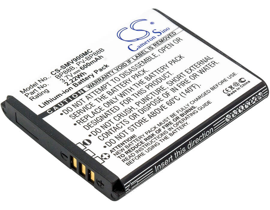 3.7V, Li-ion, 600mAh, Camera battery fits Samsung, Bp88b, Ec-mv900fbpwus, Mv900, 2.22Wh Camera Cameron Sino Technology Limited (Suspended)