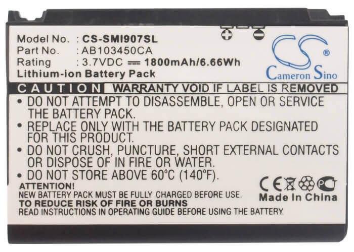 3.7V, Li-ion, 1800mAh, Batterie de smartphone compatible Samsung, Ab103450ca, Access A827, Ace I325, 6.66Wh Mobile, Smartphone Cameron Sino Technology Limited (Smartphone)