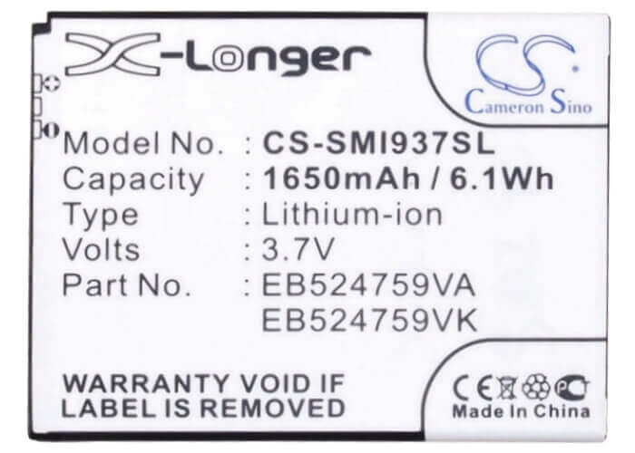 3,7V, Li-ion, 1650mAh, Batterie de smartphone compatible avec At&t, Eb524759va, Focus S, Rugby Smart, 6,11Wh Mobile, Smartphone Cameron Sino Technology Limited (Suspendu)