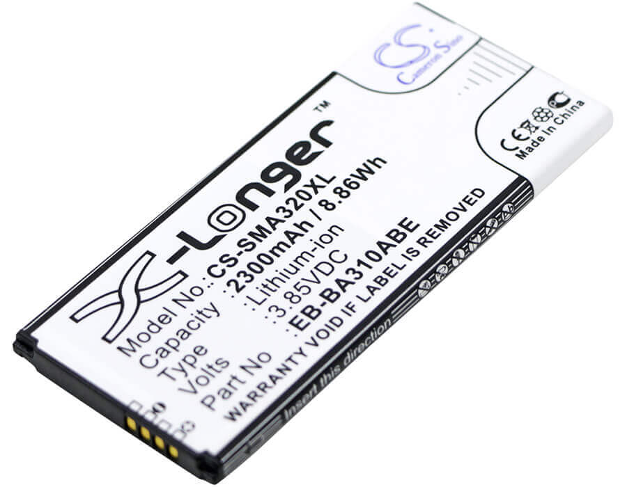 3.85V, Li-ion, 2300mAh, SmartPhone battery fits Samsung, Eb-ba310abe, Galaxy A3 2016, Galaxy A3 2016 Duos Lte, 8.86Wh Mobile, SmartPhone Cameron Sino Technology Limited (Smartphone)