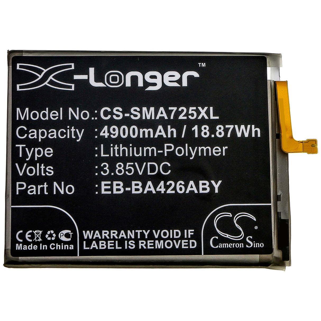 3,85V, Li-Polymère, 4900mAh, Batterie Hotspot compatible avec Samsung, Samsung, Eb-ba426aby, Galaxy 5g Mobile Wifi, Galaxy A32, 18,87Wh Hotspot Cameron Sino Technology Limited