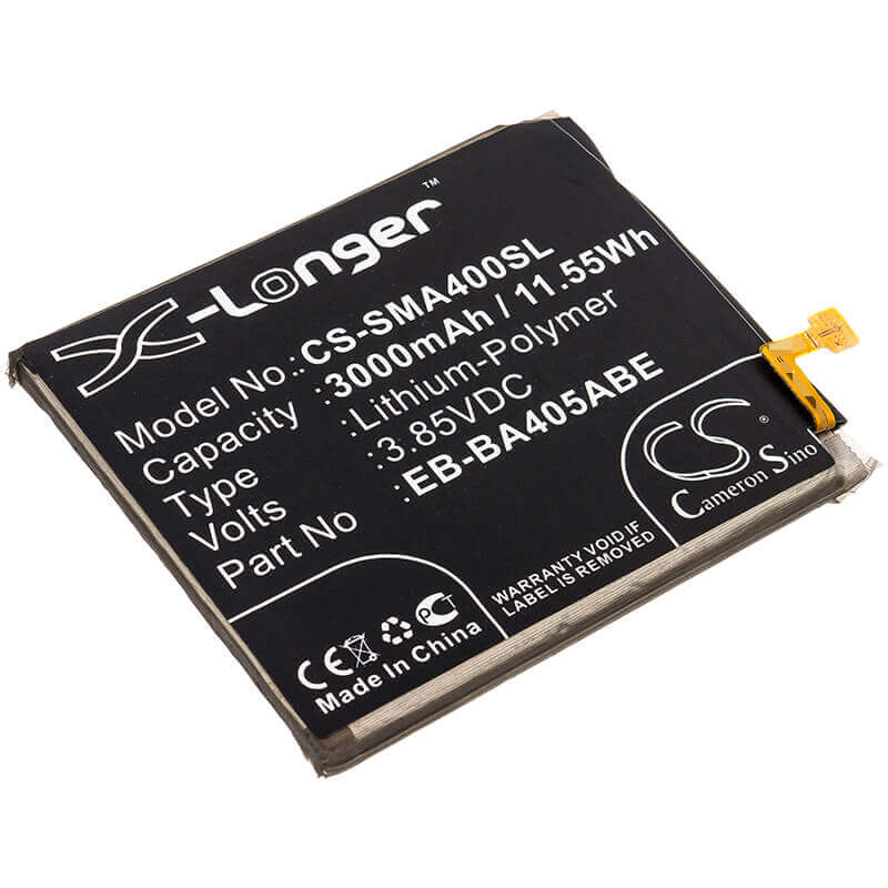 3.85V, Li-Polymer, 3000mAh, SmartPhone battery fits Samsung, Eb-ba405abe, Galaxy A40, Galaxy A40 2019, 11.55Wh Mobile, SmartPhone Cameron Sino Technology Limited (Smartphone)