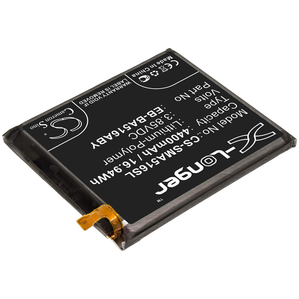 3.85V, Li-Polymer, 4400mAh, SmartPhone battery fits Samsung, Eb-ba516aby, Galaxy A51 5g, Galaxy A51 Uw 5g, 16.94Wh Mobile, SmartPhone Cameron Sino Technology Limited (Smartphone)