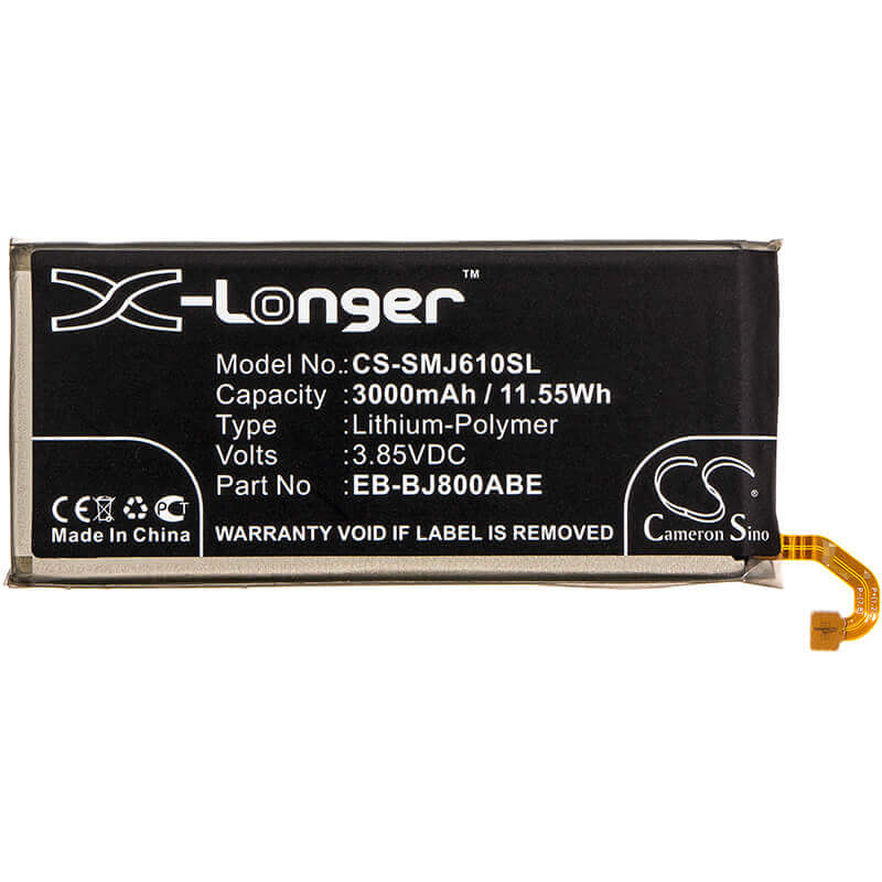 3,85V, Li-Polymère, 3000mAh, batterie de smartphone compatible avec Samsung, Eb-bj800abe, Galaxy A6 2018, Galaxy A6 2018 Lte, 11,55Wh Mobile, Smartphone Cameron Sino Technology Limited (Smartphone)