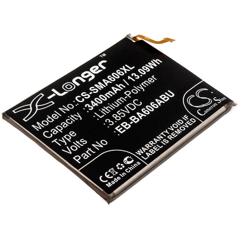3.85V, Li-Polymer, 3400mAh, SmartPhone battery fits Samsung, Eb-ba606abu, Galaxy A60, Galaxy A60 2019, 13.09Wh Mobile, SmartPhone Cameron Sino Technology Limited (Smartphone)