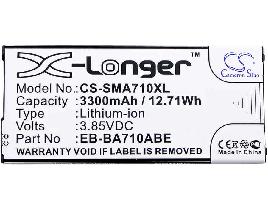 3.85V, Li-ion, 3300mAh, SmartPhone battery fits Samsung, Eb-ba710abe, Galaxy A7 2016 Duos, Galaxy A7 2016 Duos Td-lte, 12.71Wh Mobile, SmartPhone Cameron Sino Technology Limited (Smartphone)