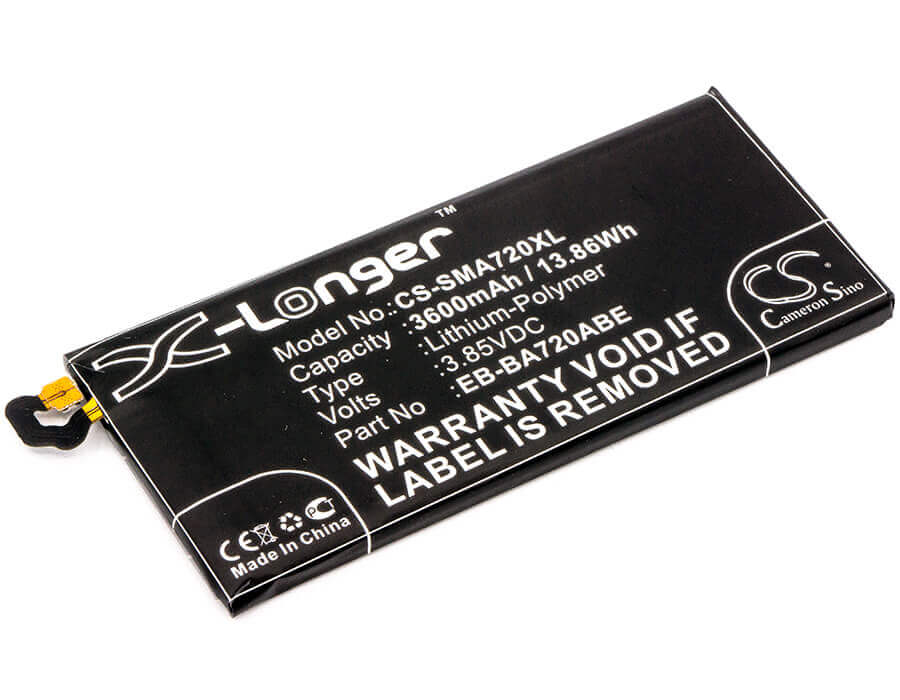 3.85V, Li-Polymer, 3600mAh, SmartPhone battery fits Samsung, Eb-ba720abe, Galaxy A7 2017, Galaxy A7 2017 Duos Td-lte, 13.86Wh Mobile, SmartPhone Cameron Sino Technology Limited (Smartphone)