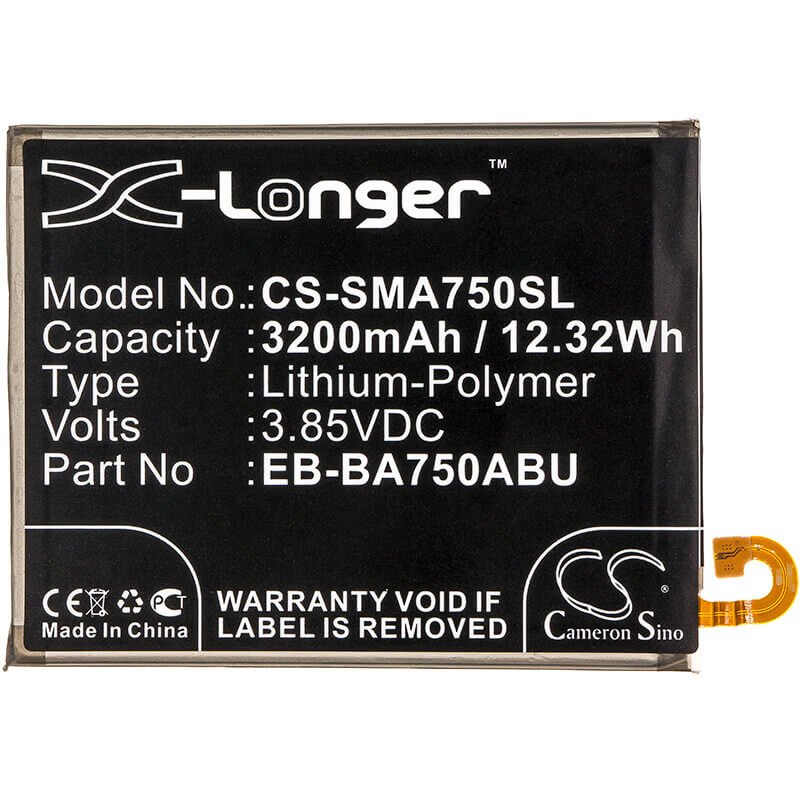 3,85V, Li-Polymer, 3200mAh, batterie de smartphone compatible avec Samsung, Eb-ba750abe, Galaxy A10, Galaxy A7 2018, 12,32Wh Mobile, Smartphone Cameron Sino Technology Limited (Smartphone)