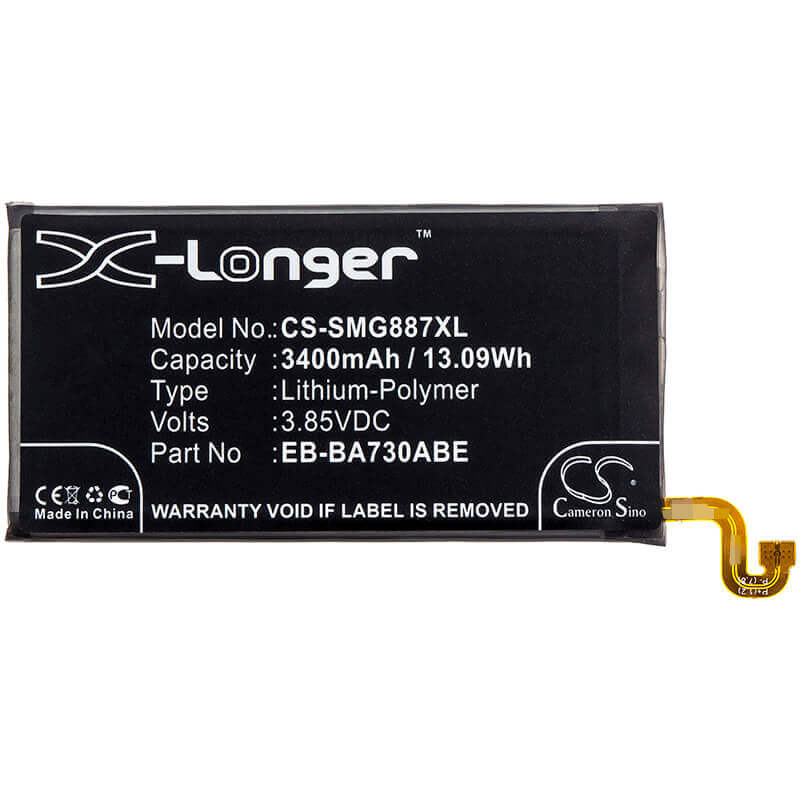 3.85V, Li-Polymer, 3400mAh, SmartPhone battery fits Samsung, Eb-ba730abe, Galaxy A7 2018, Galaxy A8+ 2018, 13.09Wh Mobile, SmartPhone Cameron Sino Technology Limited (Smartphone)