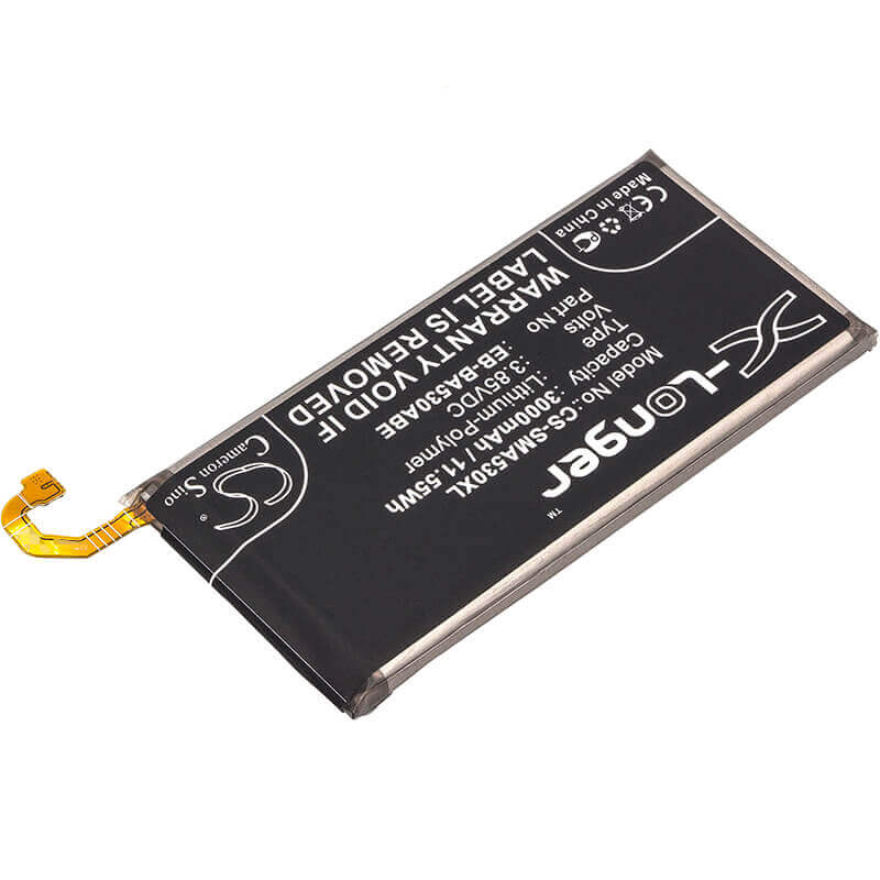 3.85V, Li-Polymer, 3000mAh, SmartPhone battery fits Samsung, Eb-ba530abe, Galaxy A8 2018, Galaxy A8 2018 Td-lte, 11.55Wh Mobile, SmartPhone Cameron Sino Technology Limited (Smartphone)