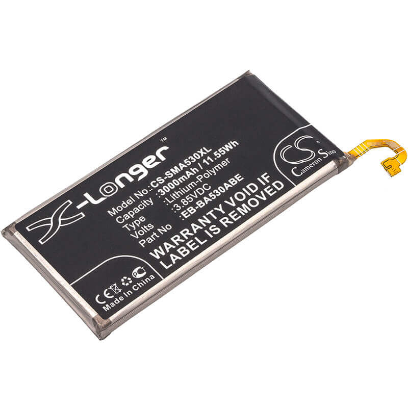 3.85V, Li-Polymer, 3000mAh, SmartPhone battery fits Samsung, Eb-ba530abe, Galaxy A8 2018, Galaxy A8 2018 Td-lte, 11.55Wh Mobile, SmartPhone Cameron Sino Technology Limited (Smartphone)