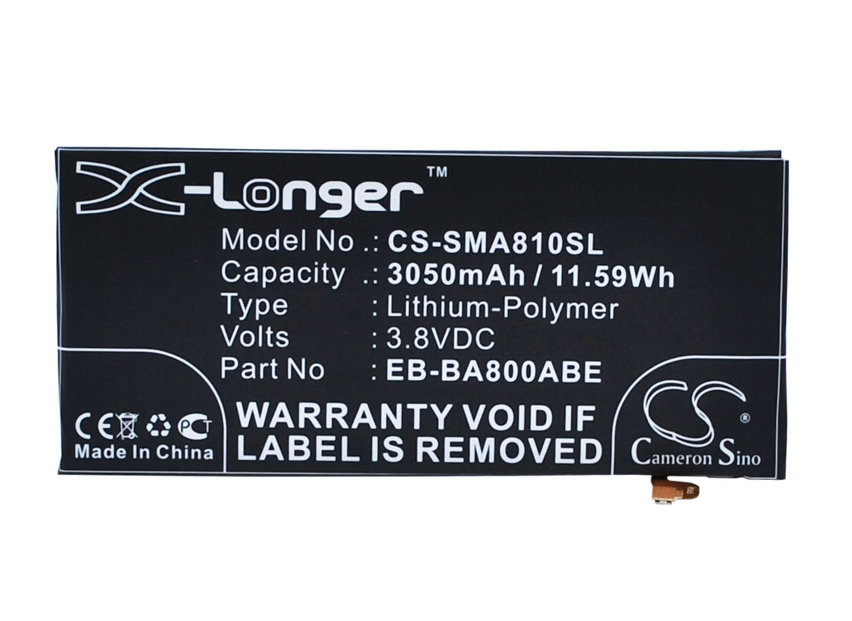 3.8V, Li-Polymer, 3050mAh, SmartPhone battery fits Samsung, Eb-ba800abe, Galaxy A8 2015, Galaxy A8 Duos, 11.59Wh Mobile, SmartPhone Cameron Sino Technology Limited (Smartphone)