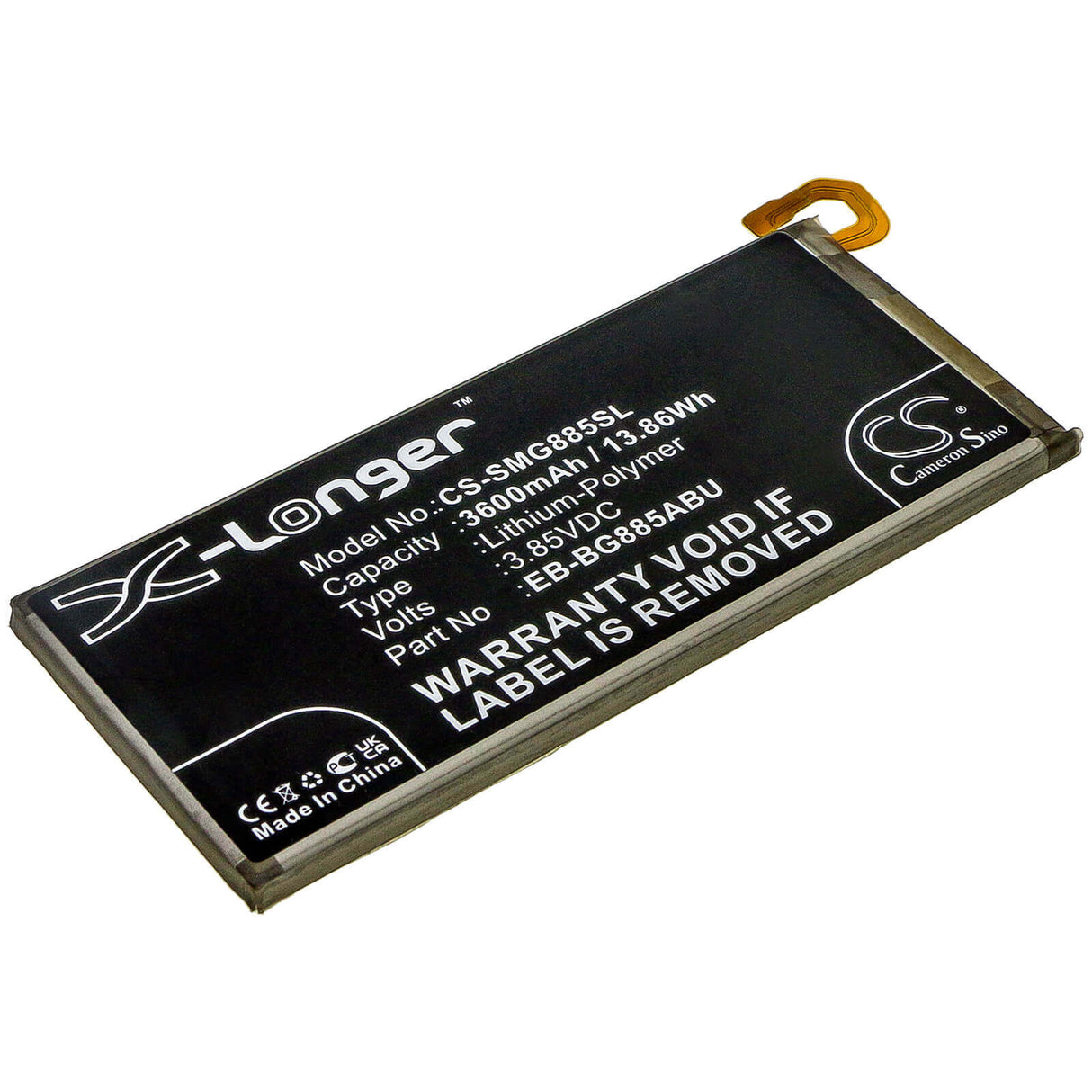 3,85V, Li-Polymer, 3600mAh, batterie de smartphone compatible avec Samsung, Eb-bg885abu, Galaxy A8 Star, Galaxy A9 Star, 13,86Wh Mobile, SmartPhone Cameron Sino Technology Limited (Smartphone)