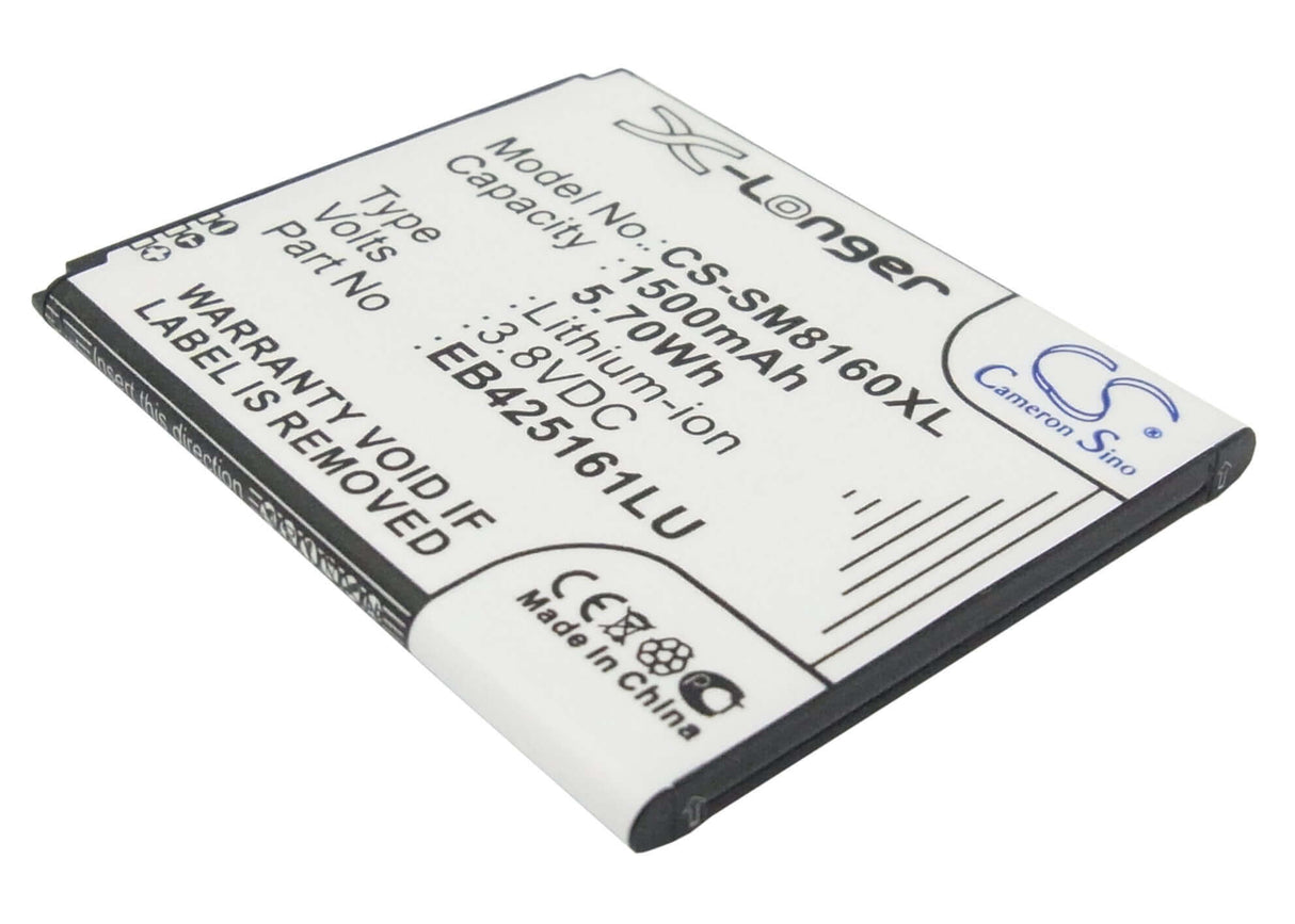 3.8V, Li-ion, 1500mAh, SmartPhone battery fits Samsung, Eb425161la, Galaxy Ace 2, Galaxy Ace Ii X, 5.7Wh Mobile, SmartPhone Cameron Sino Technology Limited (Smartphone)