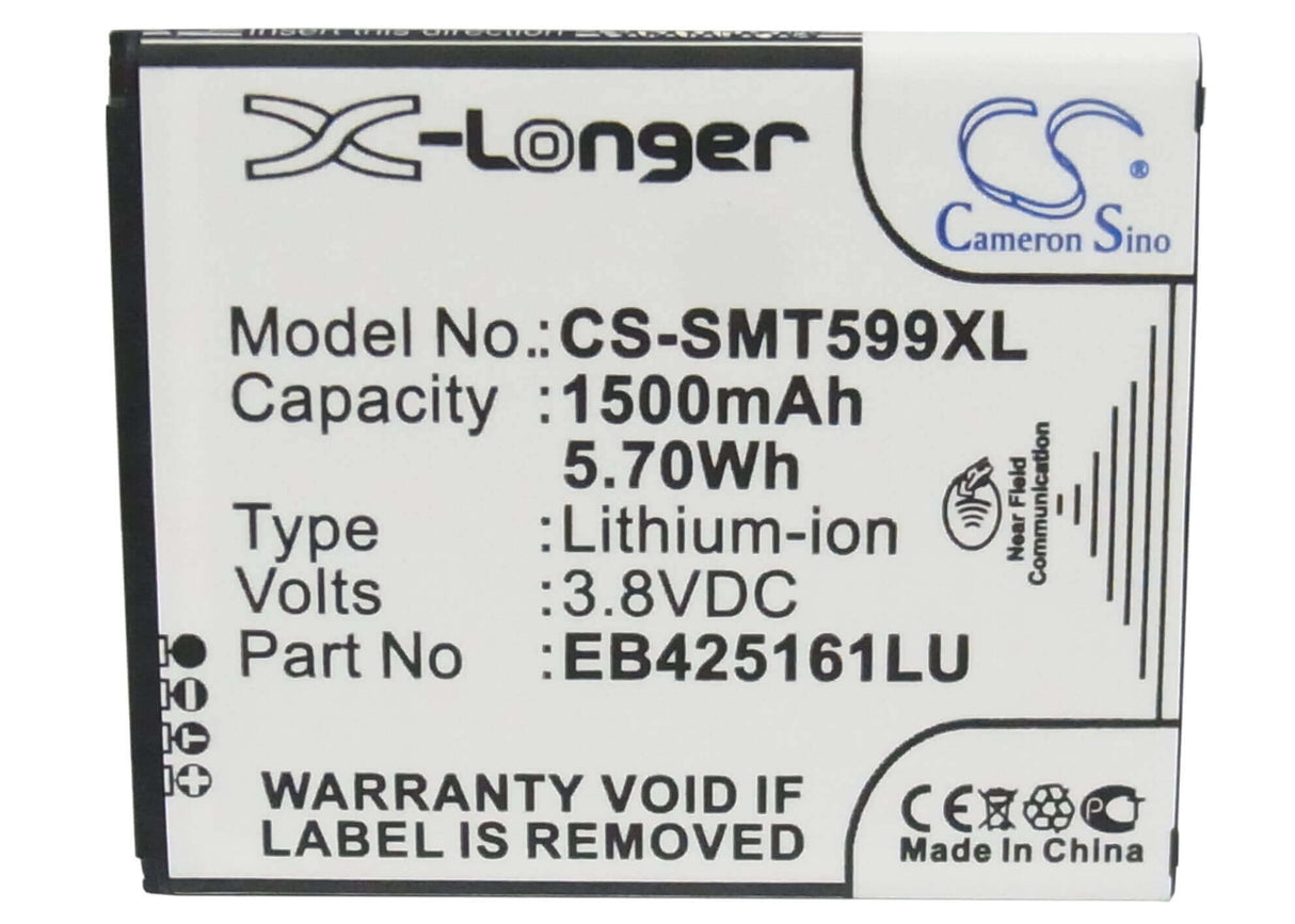 3.8V, Li-ion, 1500mAh, SmartPhone battery fits Samsung, Eb425161lu, Galaxy Ace 2, Galaxy Exhibit, 5.7Wh Mobile, SmartPhone Cameron Sino Technology Limited (Smartphone)