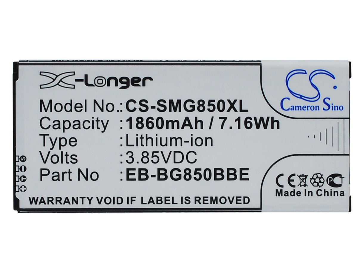 3.85V, Li-ion, 1860mAh, SmartPhone battery fits Samsung, Eb-bg850bbc, Galaxy Alpha, Galaxy Alpha Lte-a, 7.16Wh Mobile, SmartPhone Cameron Sino Technology Limited (Smartphone)