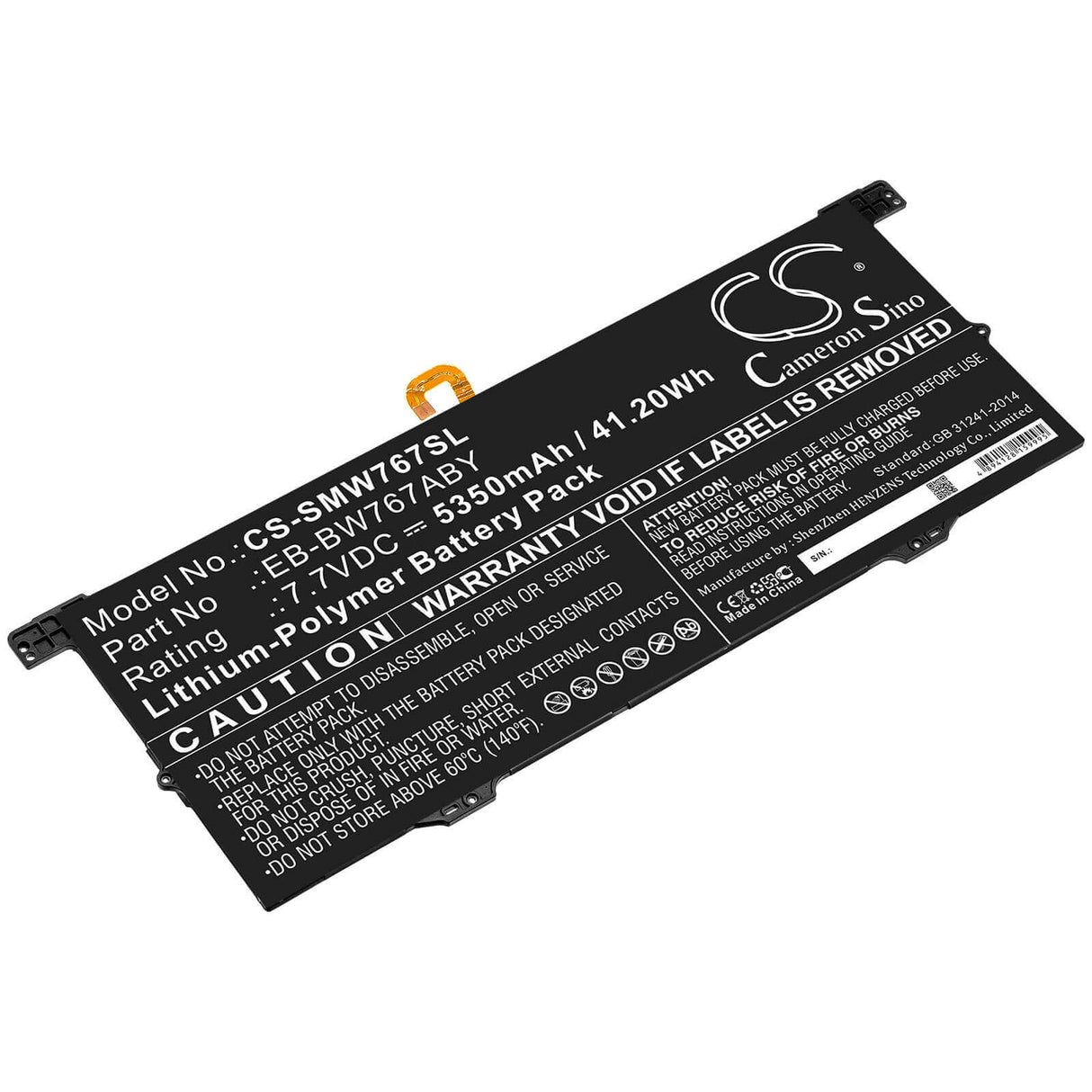 Batterie pour Samsung, Galaxy Book S, Sm-w767, Sm-w767v 7.7v, 5350mah - 41.20wh Batteries pour l'électronique Cameron Sino Technology Limited (Suspendu)