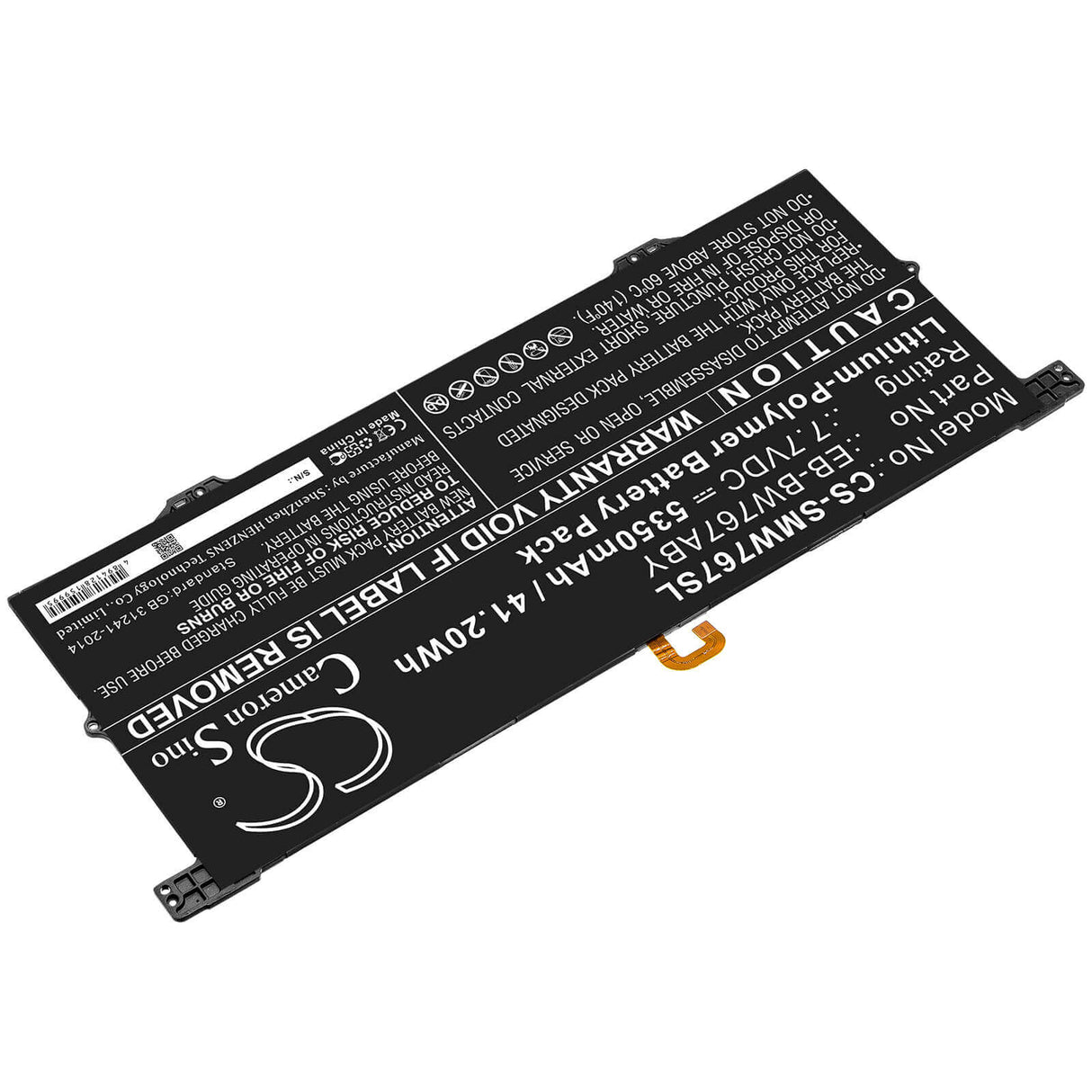 Batterie pour Samsung, Galaxy Book S, Sm-w767, Sm-w767v 7.7v, 5350mah - 41.20wh Batteries pour l'électronique Cameron Sino Technology Limited (Suspendu)