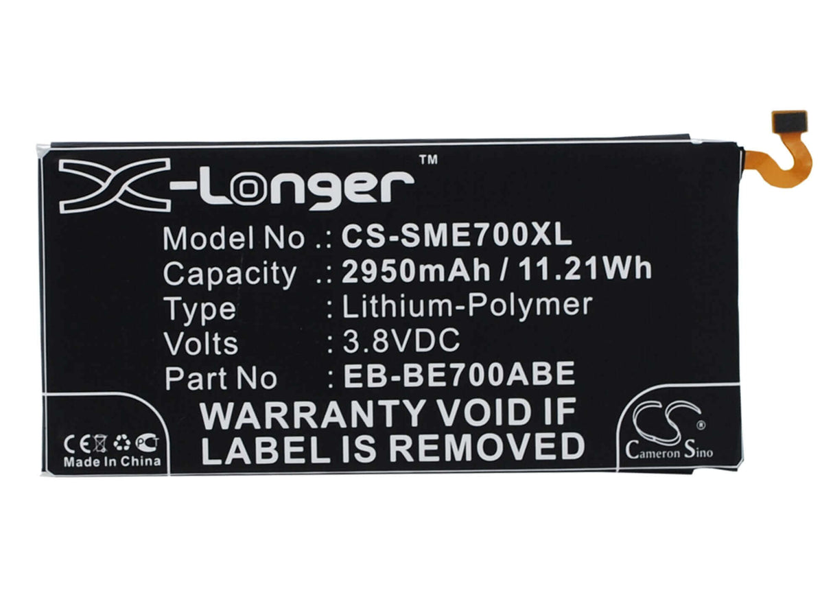 3.8V, Li-Polymer, 2950mAh, SmartPhone battery fits Samsung, Eb-be700abe, Galaxy E7, Galaxy E7 Duo, 11.21Wh Mobile, SmartPhone Cameron Sino Technology Limited (Smartphone)