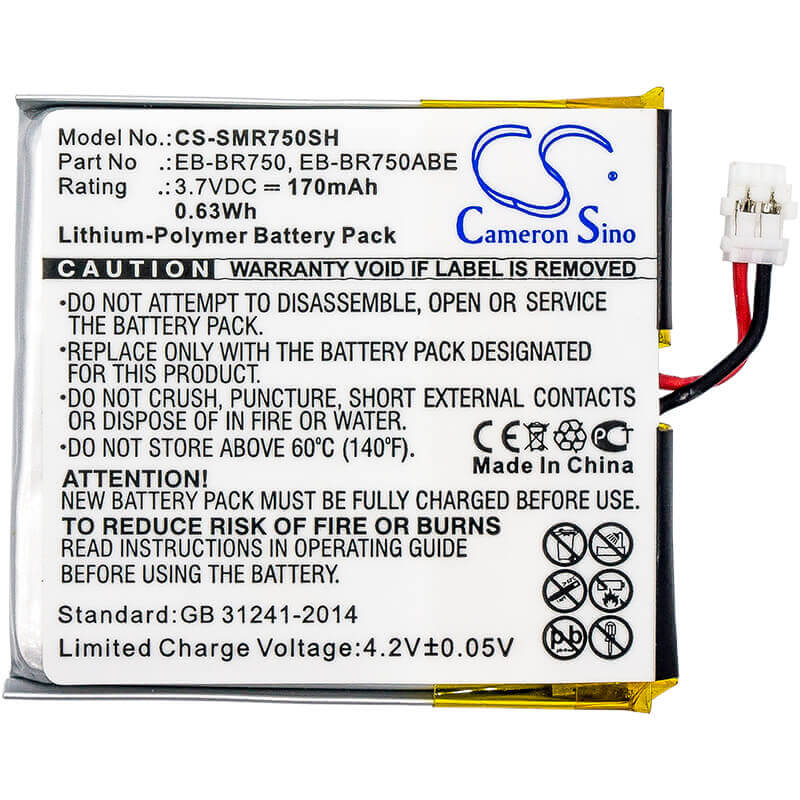 Battery For Samsung, Galaxy Gear S R750, Only Replaces Eb-br750 Version Battery 3.7v, 170mah - 0.63wh Smartwatch Cameron Sino Technology Limited