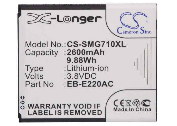 3.8V, Li-ion, 2600mAh, SmartPhone battery fits Samsung, Eb665468lu, Galaxy Grand 2, Galaxy Grand 2 Duos, 9.88Wh Mobile, SmartPhone Cameron Sino Technology Limited (Smartphone)