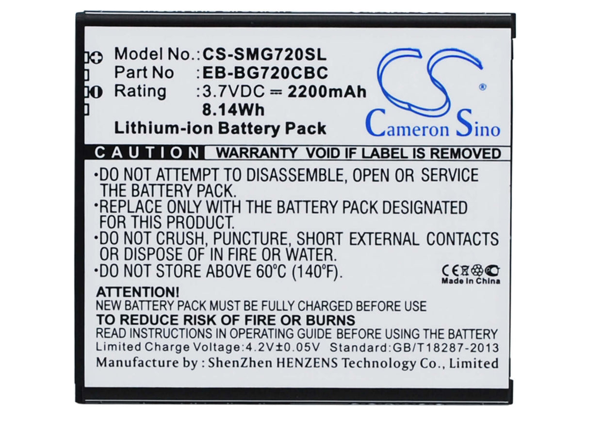 3.7V, Li-ion, 2200mAh, batterie de smartphone compatible avec Samsung, Eb-bg720cbc, Galaxy Grand 3, Galaxy Grand 3 Duos, 8.14Wh Mobile, Smartphone Cameron Sino Technology Limited (Smartphone)