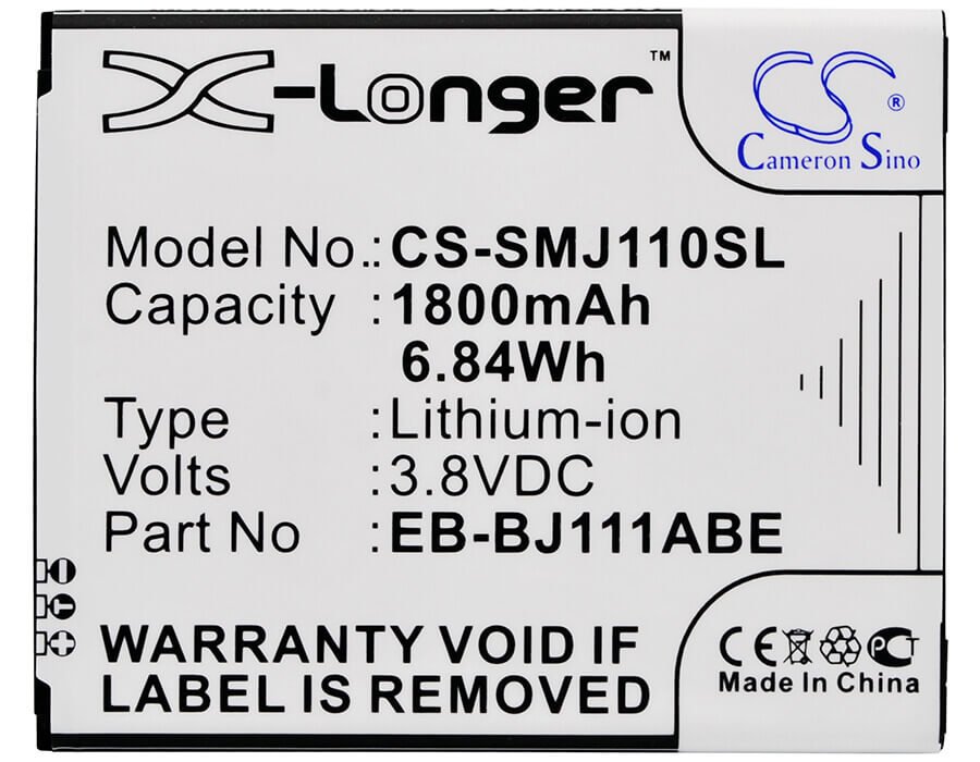 3,8V, Li-ion, 1800mAh, batterie de smartphone compatible avec Samsung, Eb-bj111abe, Galaxy J1 Ace 3g Duos, Galaxy J1 Ace 4g, 6,84Wh Mobile, SmartPhone Cameron Sino Technology Limited (Smartphone)