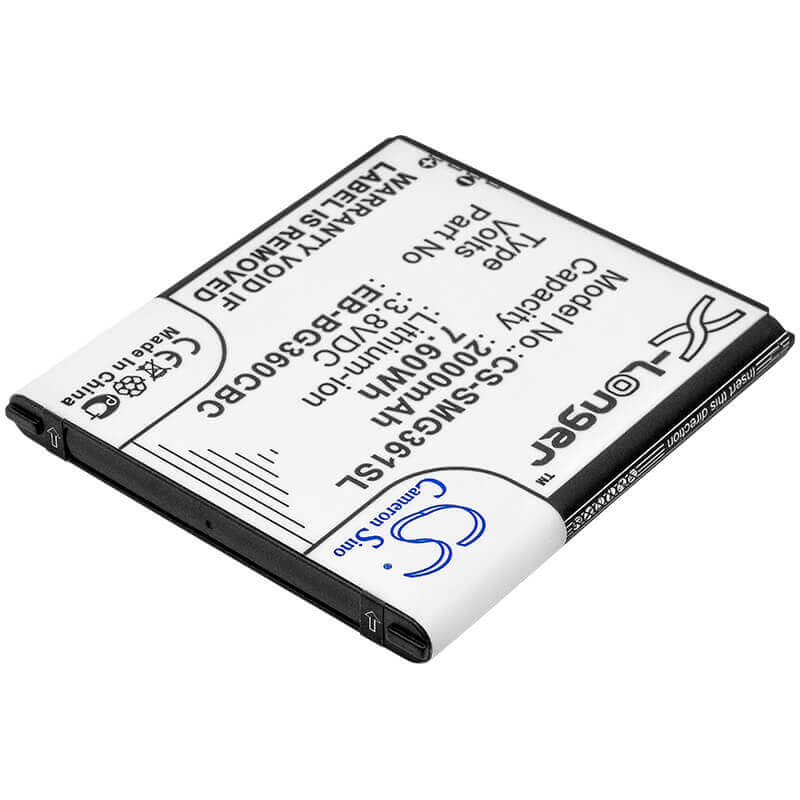 3.8V, Li-ion, 2000mAh, SmartPhone battery fits Samsung, Eb-bg360bbe, Galaxy Core Prime, Galaxy Core Prime Cdma, 7.6Wh Mobile, SmartPhone Cameron Sino Technology Limited (Smartphone)