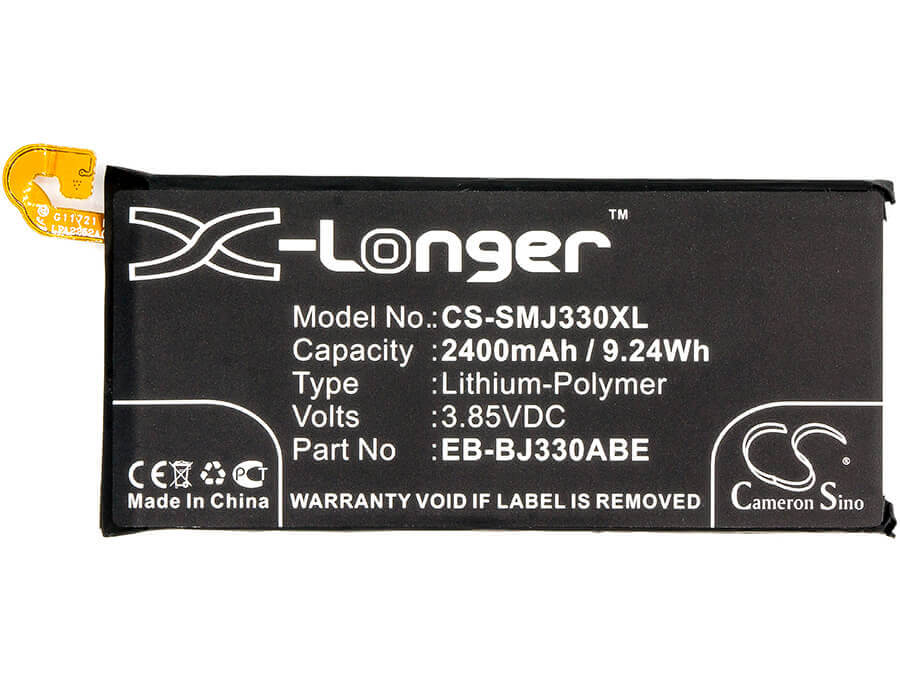 3.85V, Li-Polymer, 2400mAh, SmartPhone battery fits Samsung, Eb-bj330abe, Galaxy J3 2017, Galaxy J3 2017 Td-lte, 9.24Wh Mobile, SmartPhone Cameron Sino Technology Limited (Smartphone)