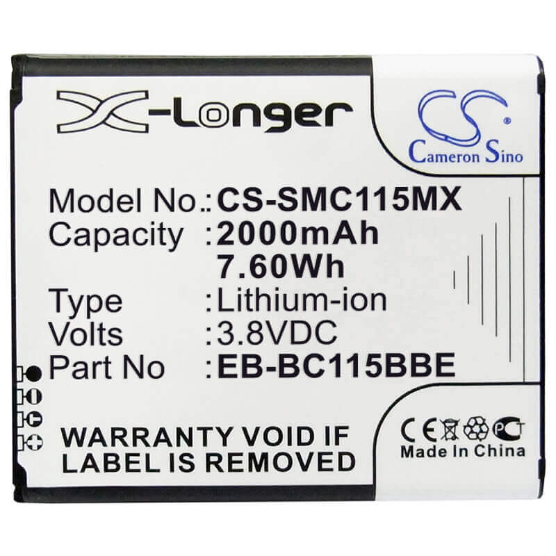 3.8V, Li-ion, 2000mAh, Camera battery fits Samsung, Eb-bc115bbc, Galaxy K Zoom, Galaxy K Zoom 3g, 7.6Wh Camera Cameron Sino Technology Limited (Camera)