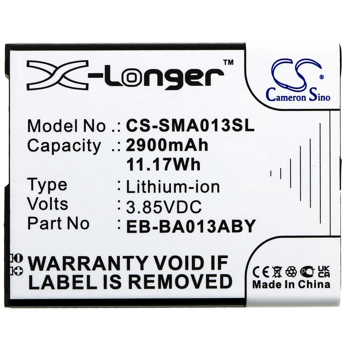 3.85V, Li-ion, 2900mAh, SmartPhone battery fits Samsung, Eb-ba013aby, Galaxy A01 2019, Galaxy M01 Core 2020, 11.17Wh Mobile, SmartPhone Cameron Sino Technology Limited (Smartphone)