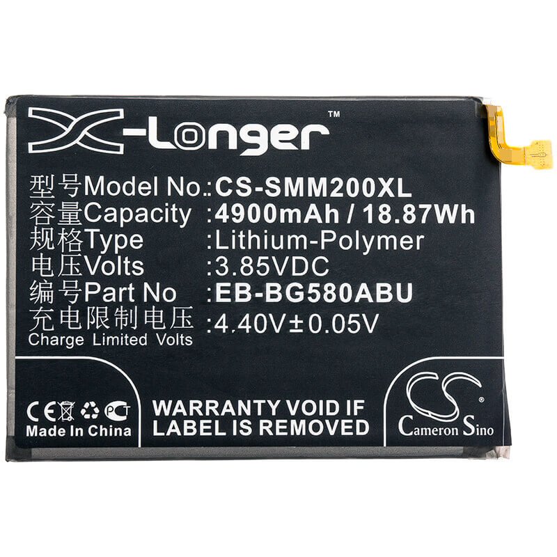 3.85V, Li-Polymer, 4900mAh, SmartPhone battery fits Samsung, Eb-bg580abu, Galaxy A40s, Galaxy A40s 2019, 18.87Wh Mobile, SmartPhone Cameron Sino Technology Limited (Smartphone)