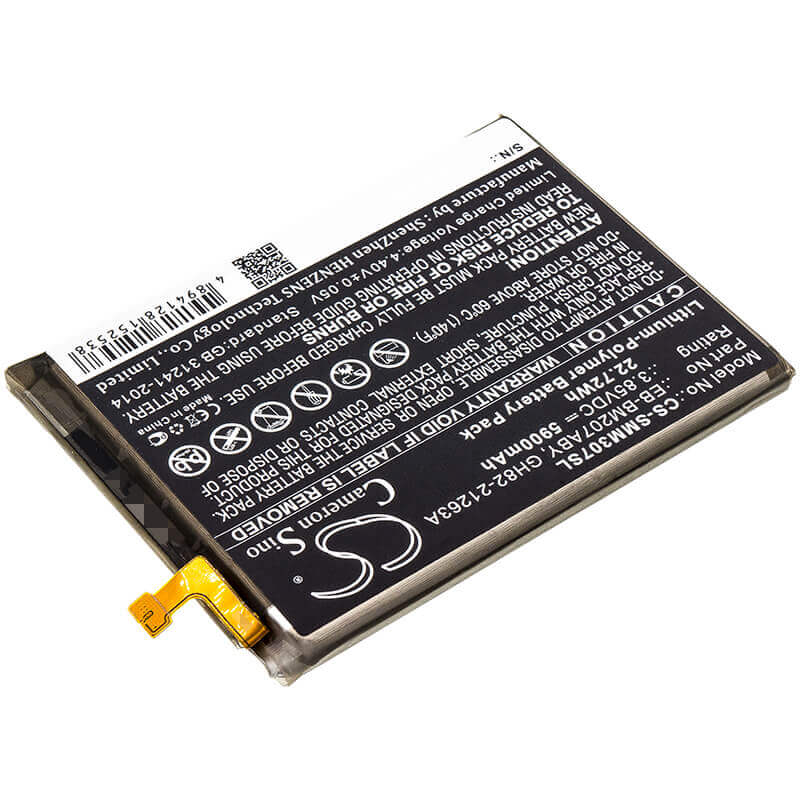 3.85V, Li-Polymer, 5900mAh, SmartPhone battery fits Samsung, Eb-bm207aby, Galaxy M30s, Sm-m307f, 22.72Wh Mobile, SmartPhone Cameron Sino Technology Limited (Smartphone)