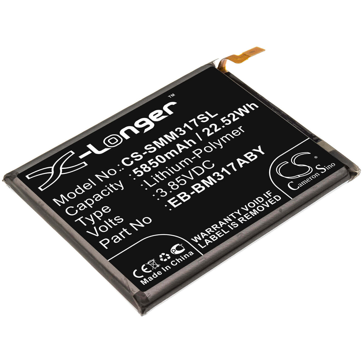 3.85V, Li-Polymer, 5850mAh, SmartPhone battery fits Samsung, Eb-bm317aby, Galaxy M31, Galaxy M31s, 22.52Wh Mobile, SmartPhone Cameron Sino Technology Limited (Smartphone)