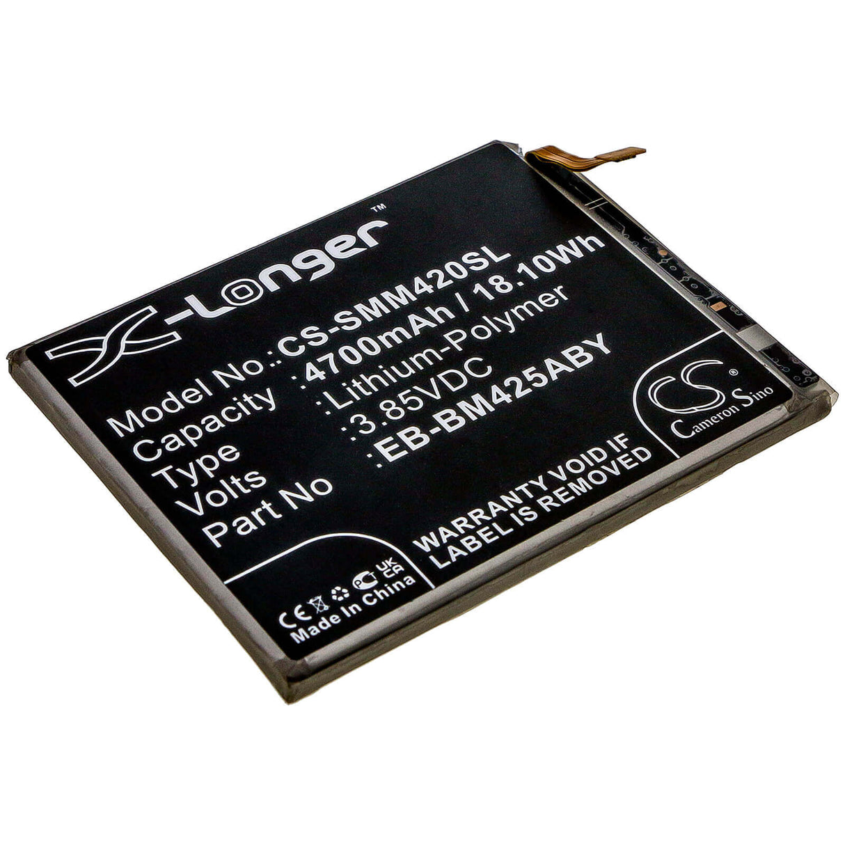3.85V, Li-Polymer, 4700mAh, SmartPhone battery fits Samsung, Eb-bm425aby, Galaxy M42, 18.1Wh Mobile, SmartPhone Cameron Sino Technology Limited (Smartphone)
