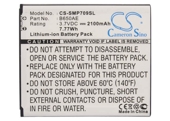 3.7V, Li-ion, 2100mAh, batterie de smartphone compatible avec Samsung, B650ac, Galaxy Beam 2, Galaxy Mega 5.8, 7.77Wh Mobile, Smartphone Cameron Sino Technology Limited (Smartphone)