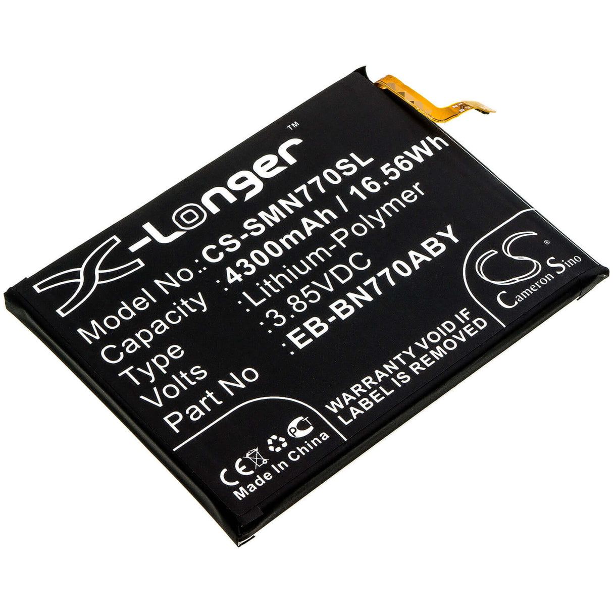 3.85V, Li-Polymer, 4300mAh, SmartPhone battery fits Samsung, Eb-bn770aby, Galaxy Note 10 Lite, Sm-n770f/ds, 16.56Wh Mobile, SmartPhone Cameron Sino Technology Limited (Smartphone)