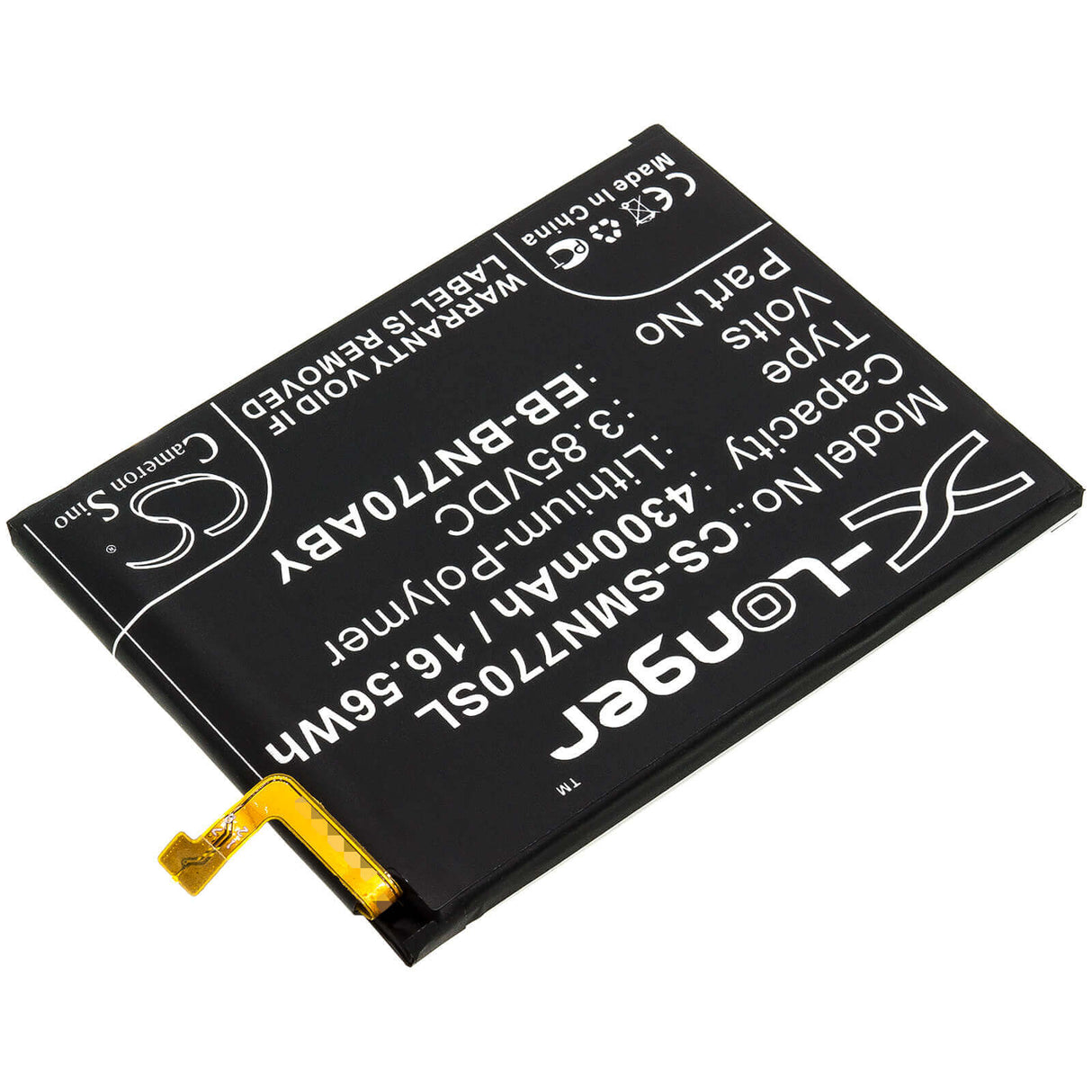 3.85V, Li-Polymer, 4300mAh, SmartPhone battery fits Samsung, Eb-bn770aby, Galaxy Note 10 Lite, Sm-n770f/ds, 16.56Wh Mobile, SmartPhone Cameron Sino Technology Limited (Smartphone)