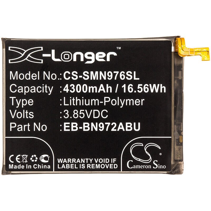 3.85V, Li-Polymer, 4300mAh, SmartPhone battery fits Samsung, Eb-bn972abu, Galaxy Note 10 Plus, Galaxy Note 10+, 16.56Wh Mobile, SmartPhone Cameron Sino Technology Limited (Smartphone)