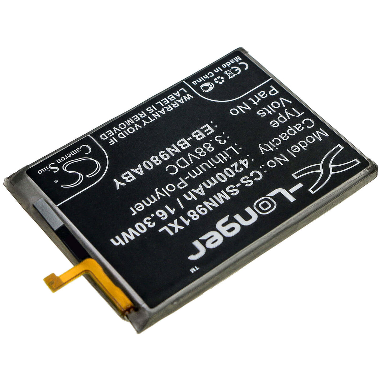 3.88V, Li-Polymer, 4200mAh, SmartPhone battery fits Samsung, Eb-bn980aby, Galaxy Note 20, Galaxy Note 20 5g, 16.3Wh Mobile, SmartPhone Cameron Sino Technology Limited (Smartphone)