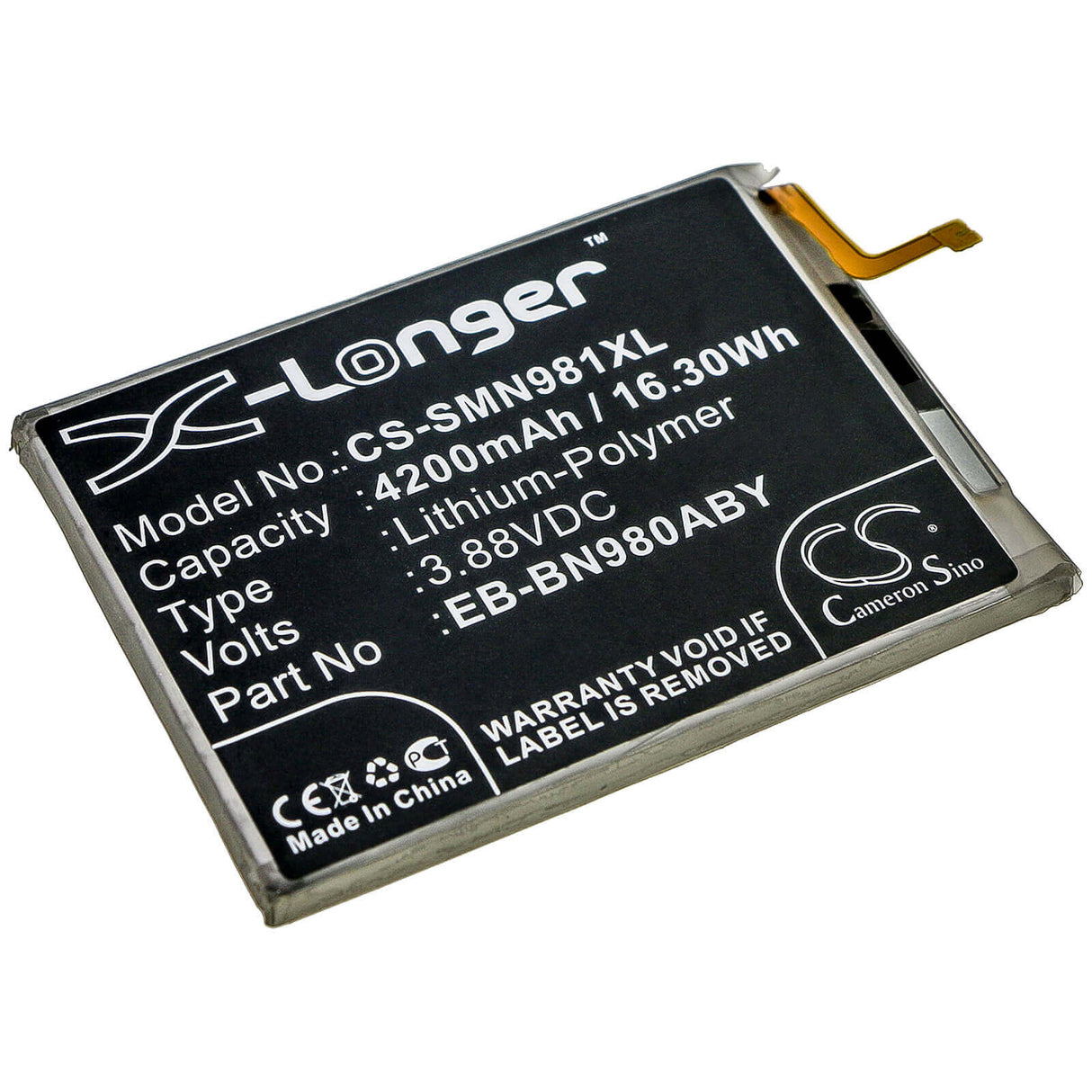 3.88V, Li-Polymer, 4200mAh, SmartPhone battery fits Samsung, Eb-bn980aby, Galaxy Note 20, Galaxy Note 20 5g, 16.3Wh Mobile, SmartPhone Cameron Sino Technology Limited (Smartphone)