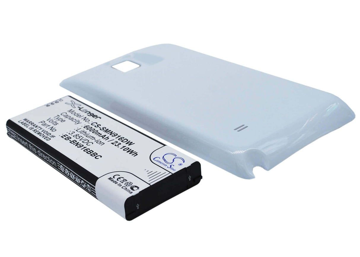 3,85V, Li-ion, 6000mAh, batterie de smartphone compatible avec Samsung, (Blanc), Eb-bn916bbc, Galaxy Note 4 (China Mobile), Sm-n9100, 23,1Wh Mobile, Smartphone Cameron Sino Technology Limited (Smartphone)