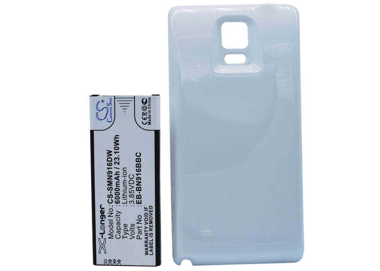 3,85V, Li-ion, 6000mAh, batterie de smartphone compatible avec Samsung, (Blanc), Eb-bn916bbc, Galaxy Note 4 (China Mobile), Sm-n9100, 23,1Wh Mobile, Smartphone Cameron Sino Technology Limited (Smartphone)