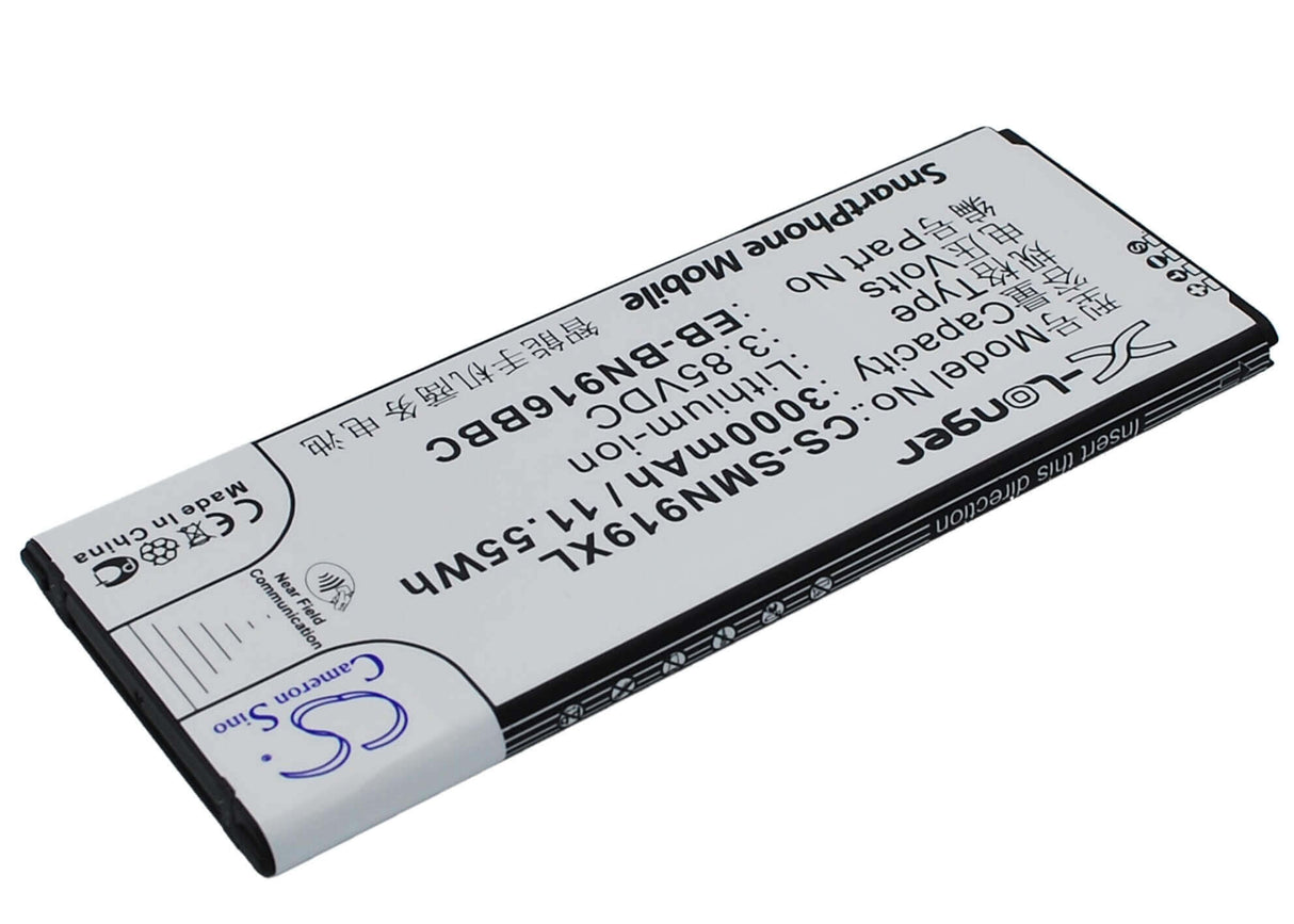 3.85V, Li-ion, 3000mAh, SmartPhone battery fits Samsung, (Black),Eb-bn916bbc, Galaxy Note 4 ( China Mobile ), Sm-n9100, 11.55Wh Mobile, SmartPhone Cameron Sino Technology Limited (Smartphone)